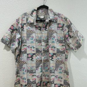 1990's Cotton Cooke Street Aloha Shirt - Japanese Square Pattern